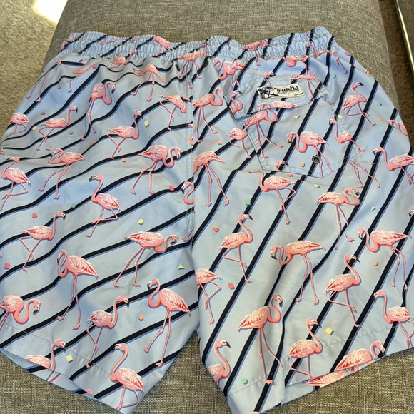 Trunks Surf & Swim Xxl Blue Flamingos Lined Drawstring Waist Men's Swim … - Picture 6 of 8
